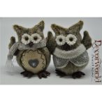   Bagoly kicsi álló plüss 14x7x24cm - Szürke-barna-fehér 2féle