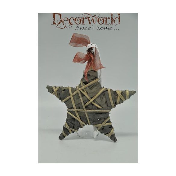 Csillag dísz akasztós fa kicsi szürke átm:20.5cm