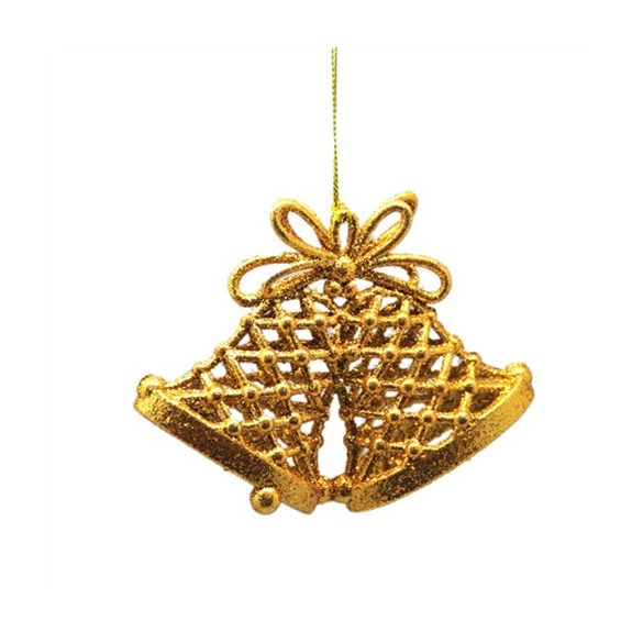 Harangok csillogó akasztós műanyag 12x9cm arany