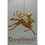 Rénszarvas csillogó akasztós műanyag 14,5x12cm arany