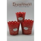 Kaspó karácsonyi mintával kerek bádog fém 17x15,5cm S/3