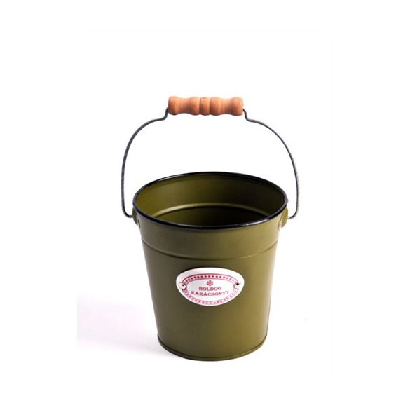 Kaspó füllel kerek fém 13x13cm - Zöld