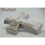   Kereszt dísz virággal szöveggel kerámia 23x17x3,5cm - Bézs