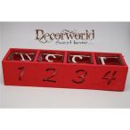 Mécsestartó számokkal fa üveg 35x9,5x8,3cm - Piros