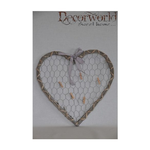 Fényképtartó szív akasztós fa 60x60cm szürke