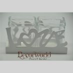   Mécsestartó "Love" fa üveggel 16x9x8,5cm - Fehér