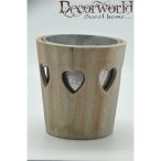 Kaspó szíves bádog tartóval 15x15x12,5cm szürke