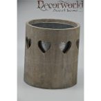 Kaspó fém tartóval szíves fa 17x15,5x17 cm - Szürke