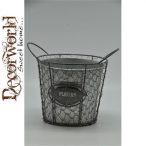 Kaspó drót kosárban fém 17,5x7,5x15,5cm szürke