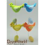 Tyúk pöttyös tojással textil 18x14cm - 4féle