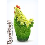 Tyúk virág minta poly 10,5x7x18,5cm - Zöld sárga