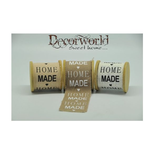 Szalag feliratos textil 8x8x8,3cm x 3m szürke-barna-fehér 3 féle