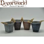   Kaspó bádog spárga füllel kerek fém 19x14,5x12x12cm barna, v.barna, szürke,