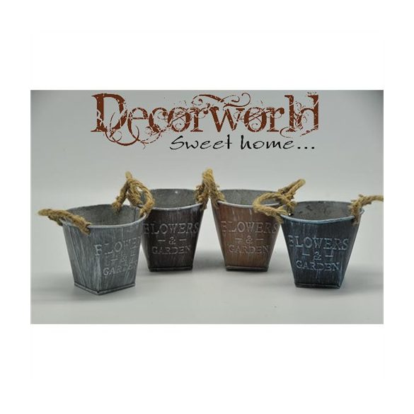 Kaspó bádog spárga füllel 15,5x12,5cm - 4féle