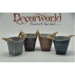   Kaspó bádog spárga füllel kerek fém 10,5x9,5x5x5cm - 4féle