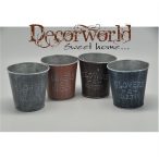   Kaspó bádog kerek fém 13,5x13x9,7cm barna, világos barna, szürke, sötét szürke 4 féle