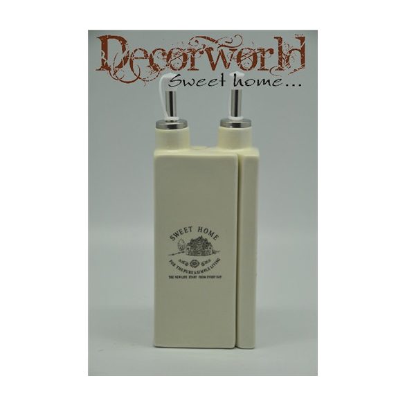 Olaj- és evettartó kerámia 9x4,6x24cm krém