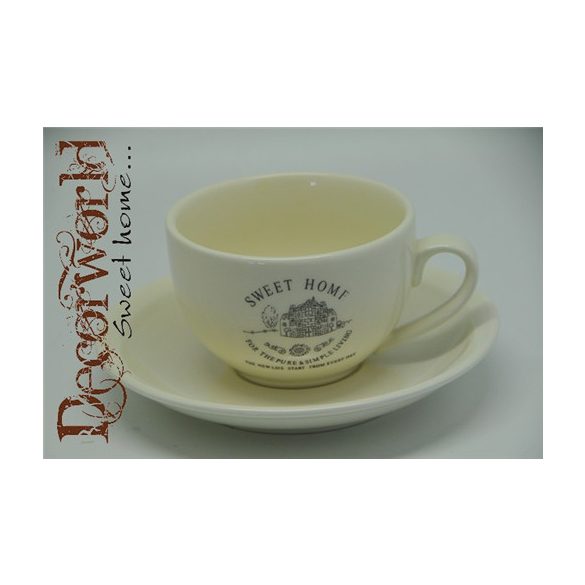 Csésze kerámia 12,5x10x6,5 & 16,5x16,5x2,5cm - Krém