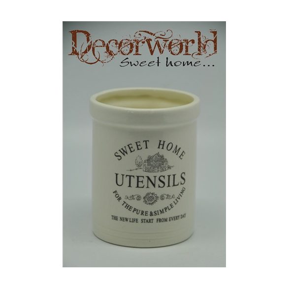 Tároló kerámia 10x10x12,5cm - Krém