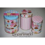 Doboz kerek sütemény mintával fém színes