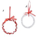 Kerek dísz fém 10cm - Piros/fehér 2 féle