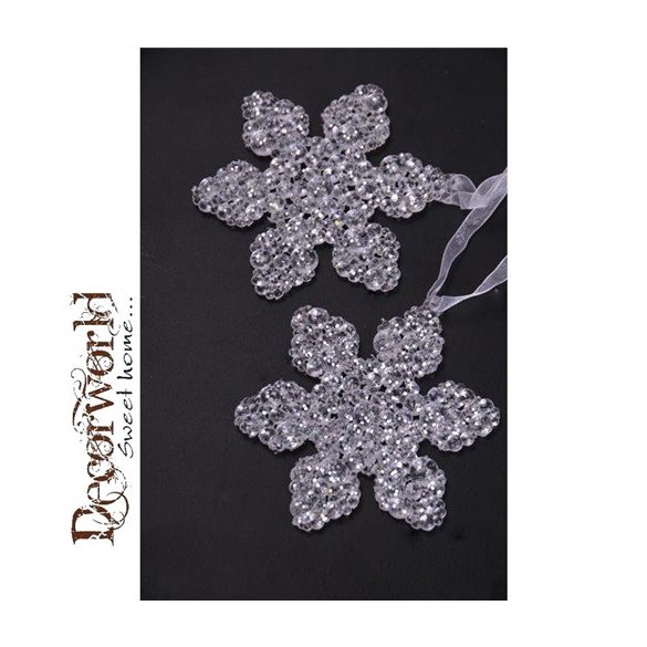 Hópehely akasztós műanyag 22cm fehér S/2