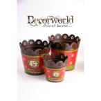 Kaspó kerek fém 11,5x11cm - Zöld-piros