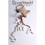 Csillag feliratos akasztós dísz fa-textil 10x32cm fehér