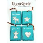   Dísz akasztós csillag-szív-angyalrénszarvas fa 25x11x14cm kék 4 éle