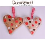 Szív textil 11,5x11cm natúr 2 féle