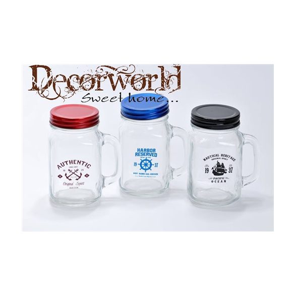 Korsó tengerész mintás üveg 3 féle