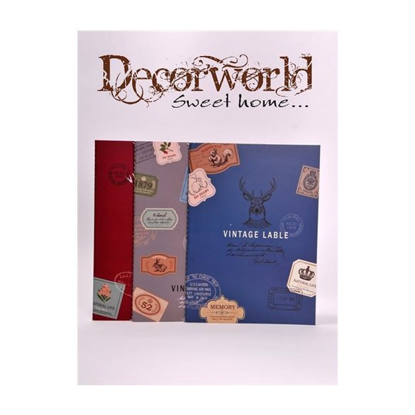 Füzet Vintage mintás papír A4 kék-szürke-brodó 4 féle