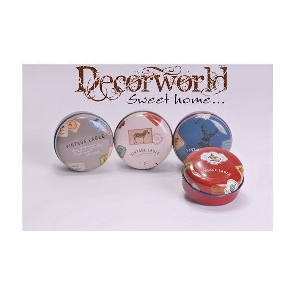 Doboz Vintage mintás kerek fém színes 4 féle