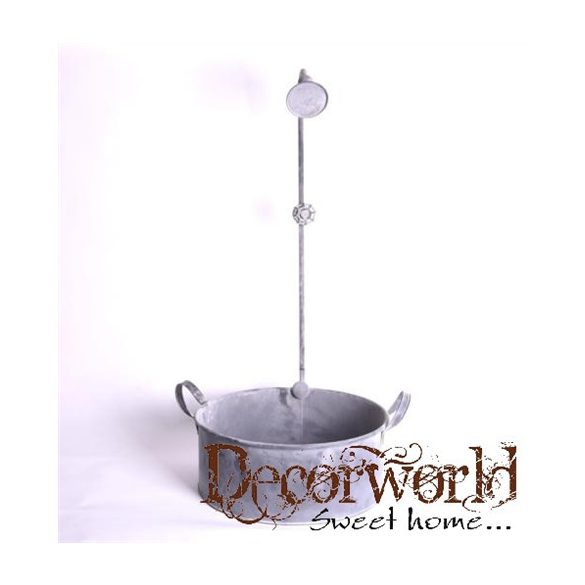 Kaspó bádog zuhany dekorációval kerek