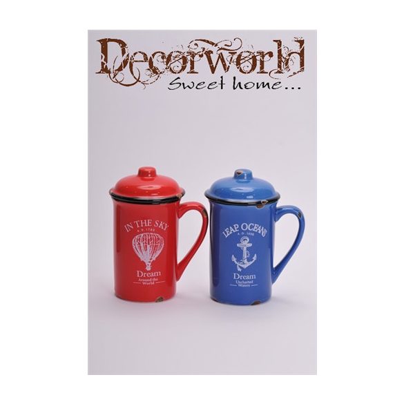 Bögre mintás porcelán színes 3 féle