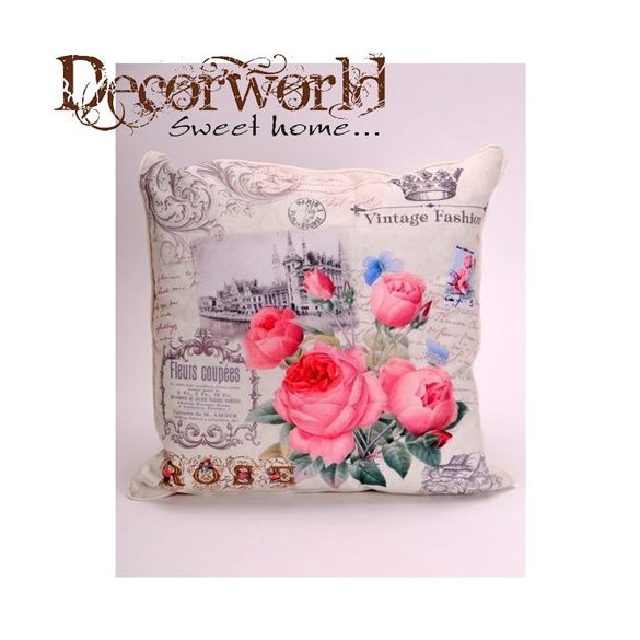 Párna virág mintás textil 40x40cm krém