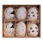 Tojás igazi mintás 6cm - Fehér S/6