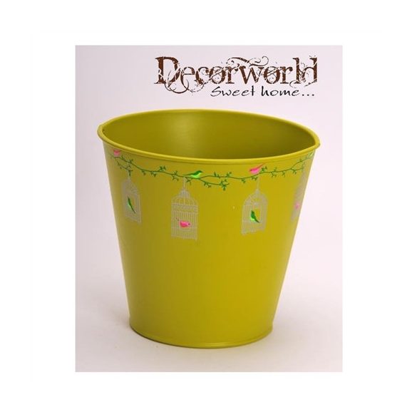 Kaspó kerek fém 16x15cm zöld