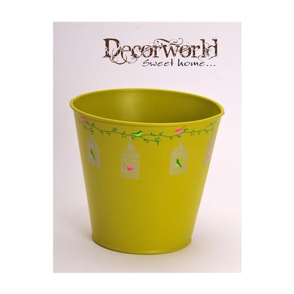 Kaspó kerek fém 13x12,5cm zöld