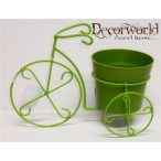 Kaspó tricikli fém 26x12,5x17cm zöld