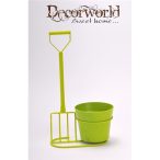 Kaspó vasvillával fém 18x11x30cm - Zöld