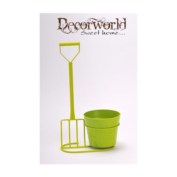 Kaspó vasvillával fém 18x11x30cm - Zöld