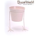 Kaspó lábon fém 18x15x19cm fehér-sárga