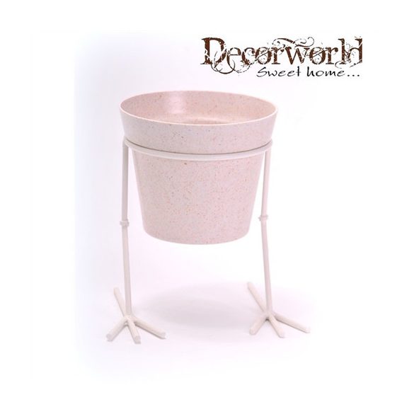 Kaspó lábon fém 18x15x19cm fehér-sárga