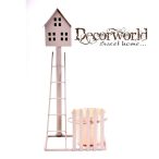 Házikó kaspóval fém 20x14x40cm