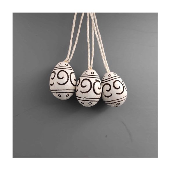 Tojás akasztós poly 3,4x2,4x2,4cm fehér S/3