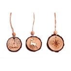 Akasztós dísz kerek fa 7x20cm natúr 3 féle