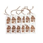 Akasztós dísz házikó fa 8x5cm fehér S/12