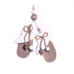 Akasztós dísz kesztyű fa 30x9cm szürke-fehér