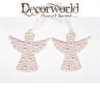 Angyal akasztós műanyag 9,5cm gyöngyház S/2